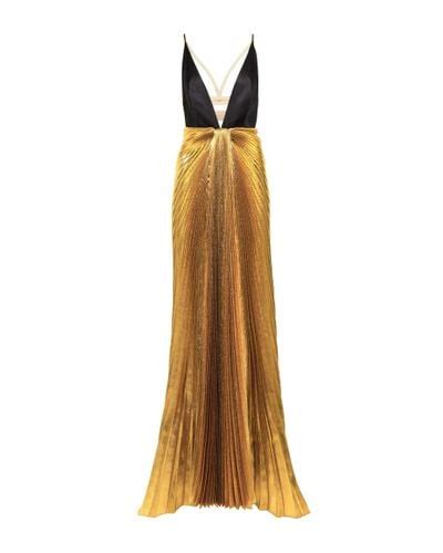 gucci pleated metallic gown